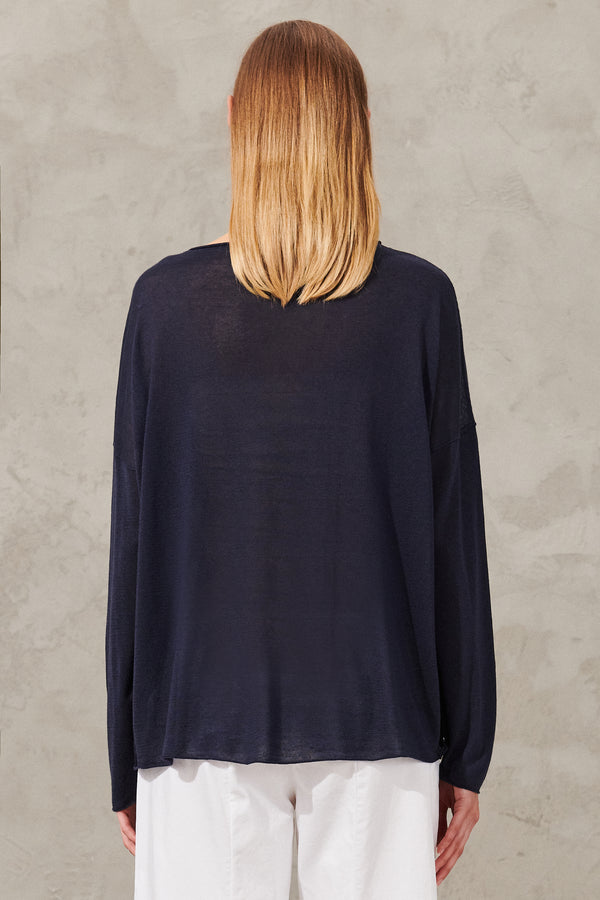 Stocking stitch knit over with pocket in tencel silk and cashmere | 1011.CFDTRW14494.05