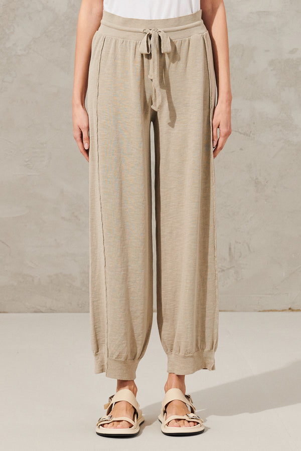 Pantalone comfort fit con coulisse in maglia di cotone fiammato | 1011.CFDTRW5404.21