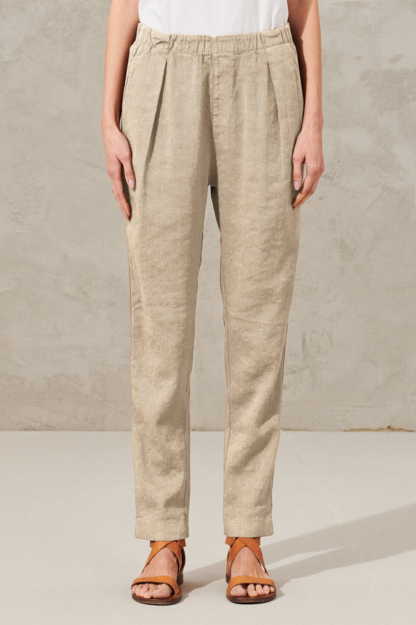 Regular fit trousers in stretch linen and viscose with elastic waist | 1011.CFDTRWF152.21