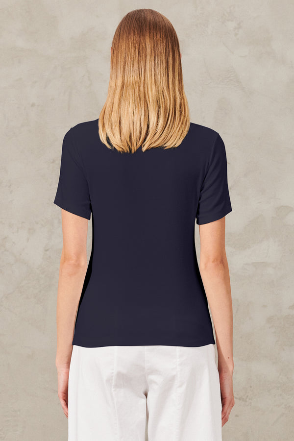 Slim fit t-shirt in light stretch ribbed modal.insert in viscose georgette on the roundneck and cuff | 1011.CFDTRWI180.05