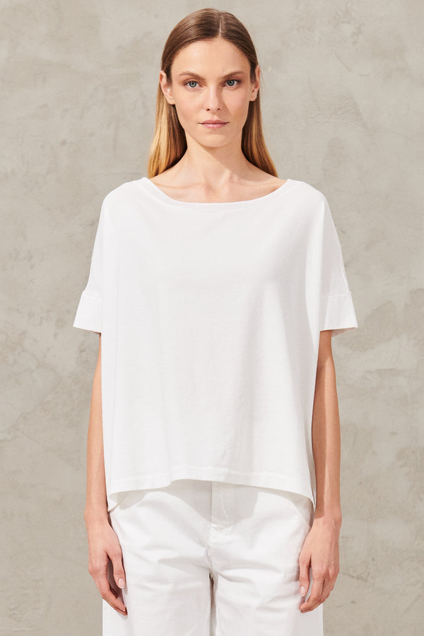 T-shirt oversize in jersey di cotone stretch con scollo a barchetta | 1011.CFDTRWJ192.00