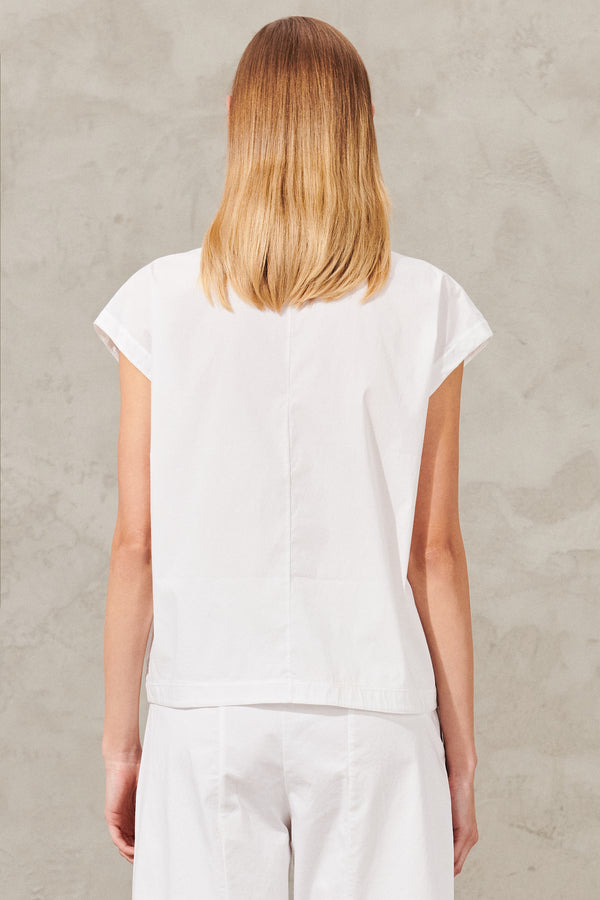 Short oversized shirt in stretch cotton poplin | 1011.CFDTRWM222.00