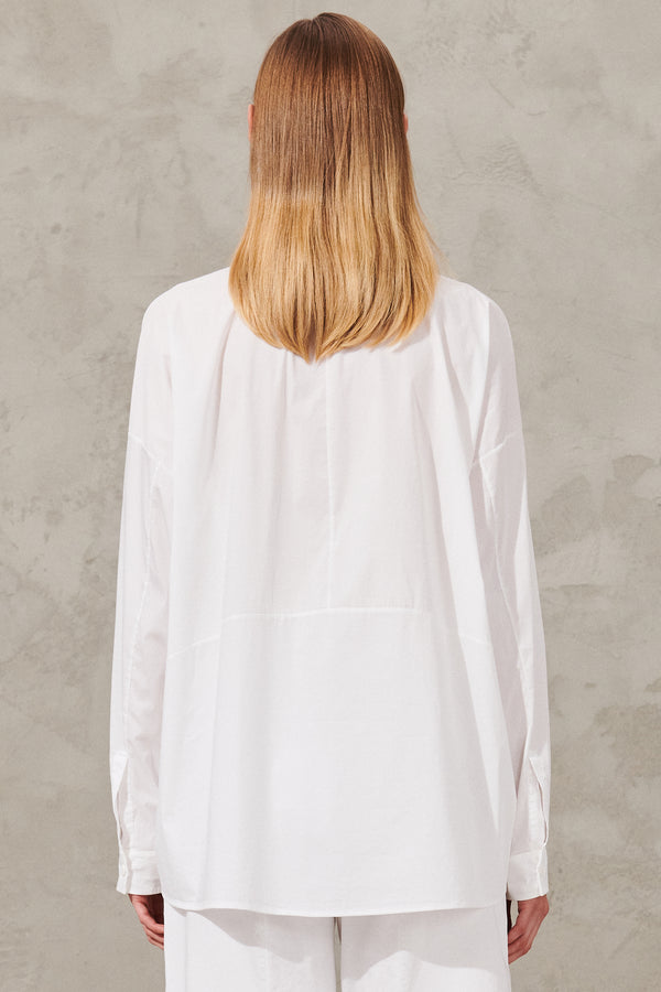 Long-sleeved overshirt in stretch cotton poplin | 1011.CFDTRWM224.00