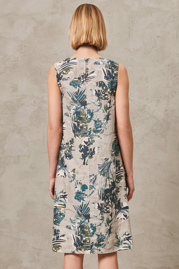 Sleeveless linen dress with floral print | 1011.CFDTRWR271.21