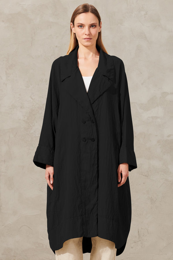 Trench coat oversize kimono sleeves in silk voile and nylon | 1011.CFDTRWV312.10