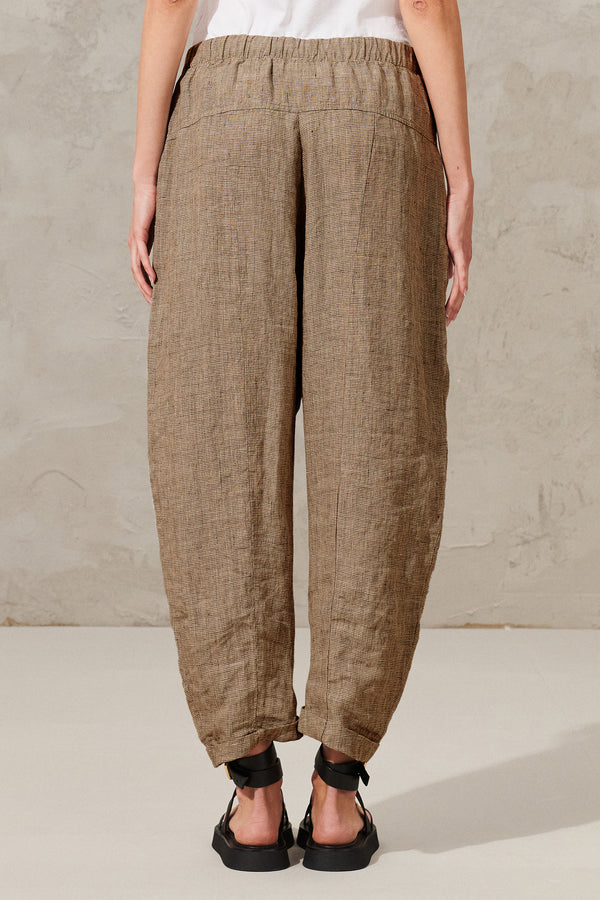 Comfort fit trousers in micro pied de poule linen pattern | 1012.CFDTRXB111.31