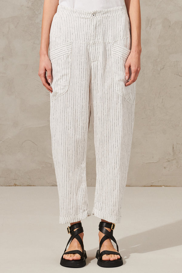 Viscose blend pinstripe comfort fit trousers | 1012.CFDTRXF152.100