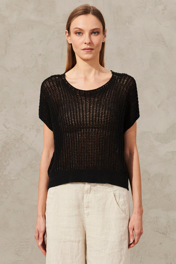 Over knit in cotton tape with ribbed elastic bottom | 1012.CFDTRXL211.10