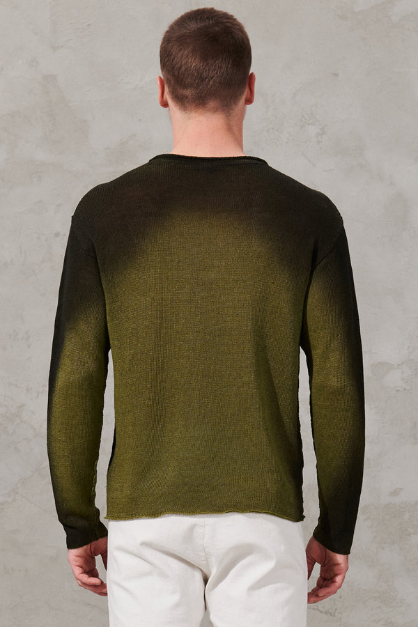 Hand-sprayed cotton and linen regular fit long-sleeved knit | 1011.CFUTRW12470H.U308