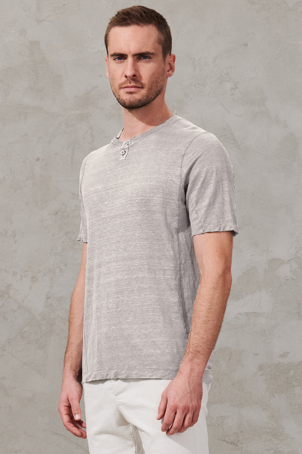 T-shirt regular-fit in jersey di canapa con inserto in maglia di lino | 1011.CFUTRW3380.U01