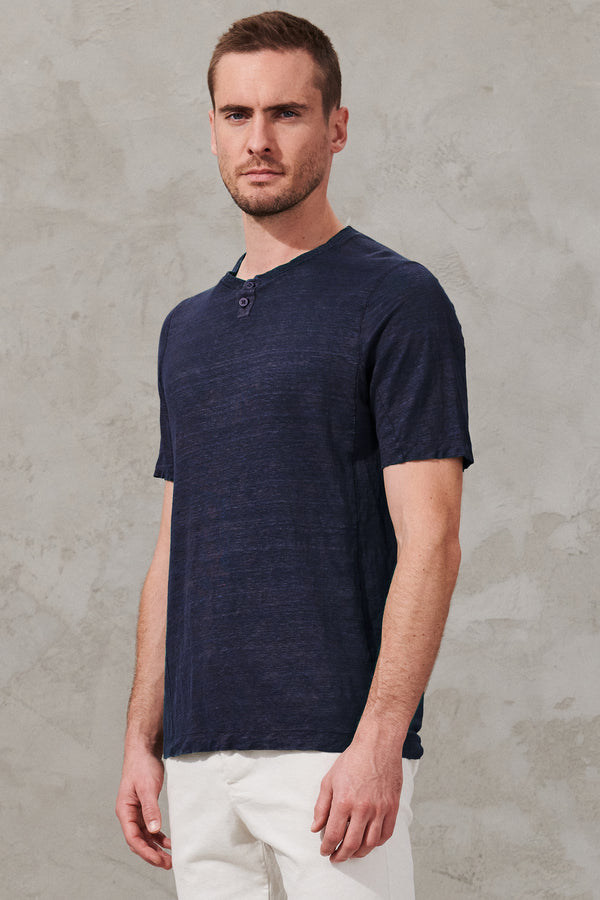 T-shirt regular-fit in jersey di canapa con inserto in maglia di lino | 1011.CFUTRW3380.U05