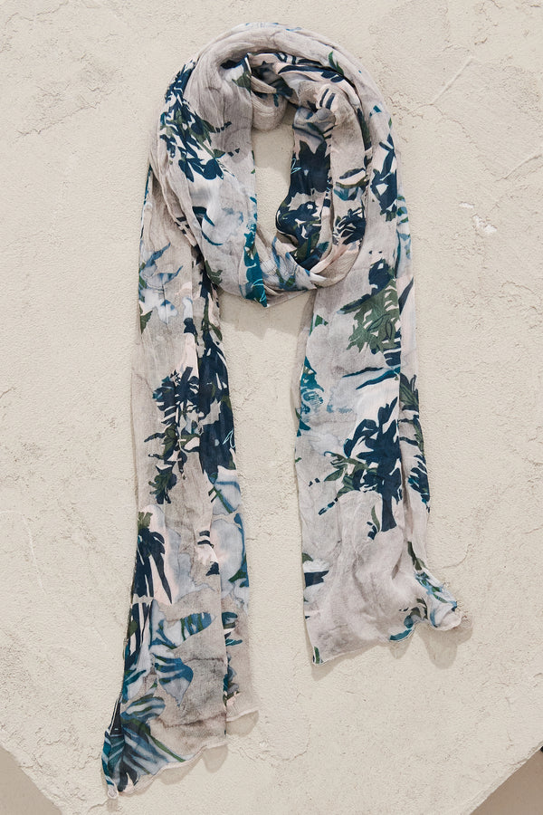 Viscose crepe with floral print scarf | 1011.SCADTRWS284.21