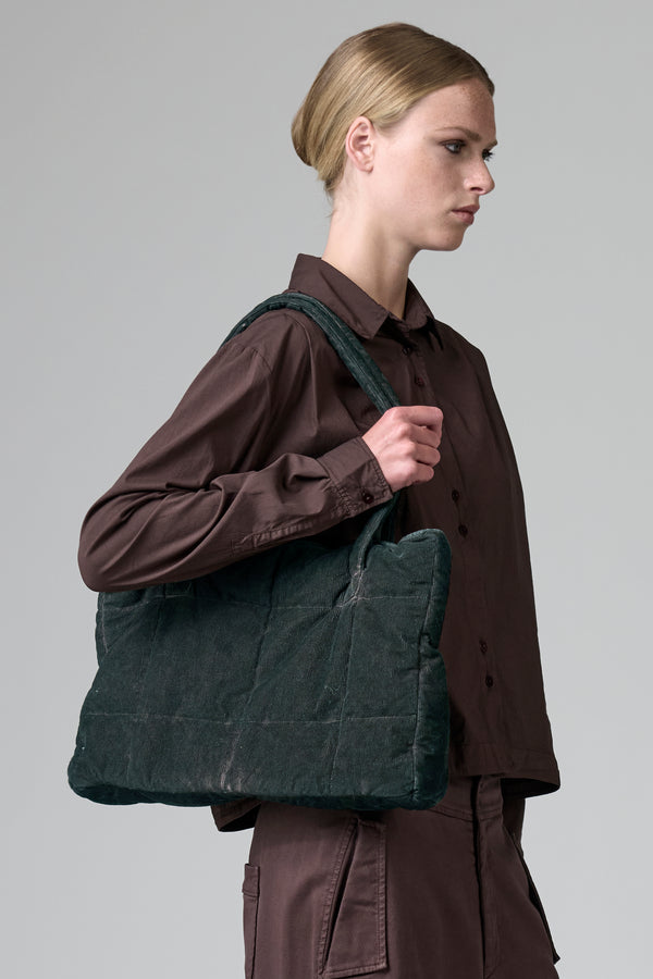 Borsa trapuntata in misto cotone con tintura a freddo con chiusura a zip | 1016.BGSDTRBT296E.104