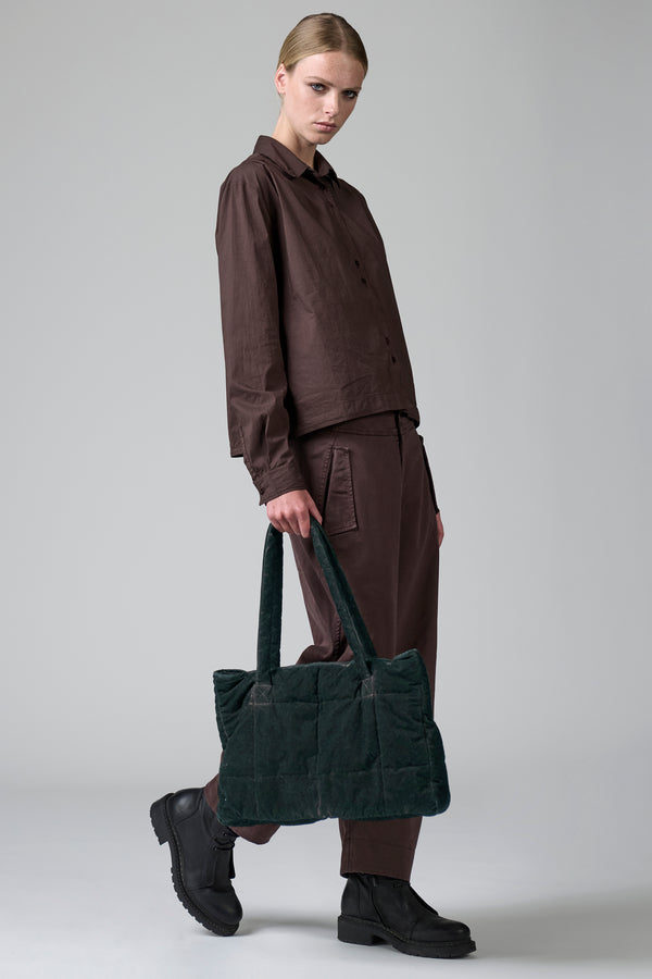 Borsa trapuntata in misto cotone con tintura a freddo con chiusura a zip | 1016.BGSDTRBT296E.104