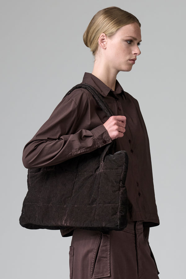 Borsa trapuntata in misto cotone con tintura a freddo con chiusura a zip | 1016.BGSDTRBT296E.107