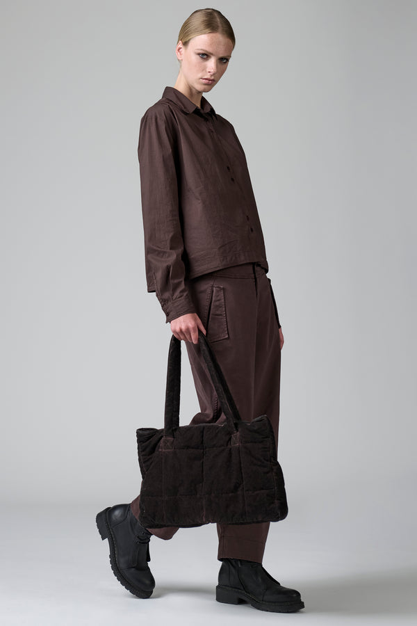 Borsa trapuntata in misto cotone con tintura a freddo con chiusura a zip | 1016.BGSDTRBT296E.107