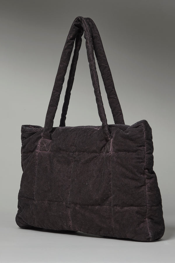 Borsa trapuntata in misto cotone con tintura a freddo con chiusura a zip | 1016.BGSDTRBT296E.107