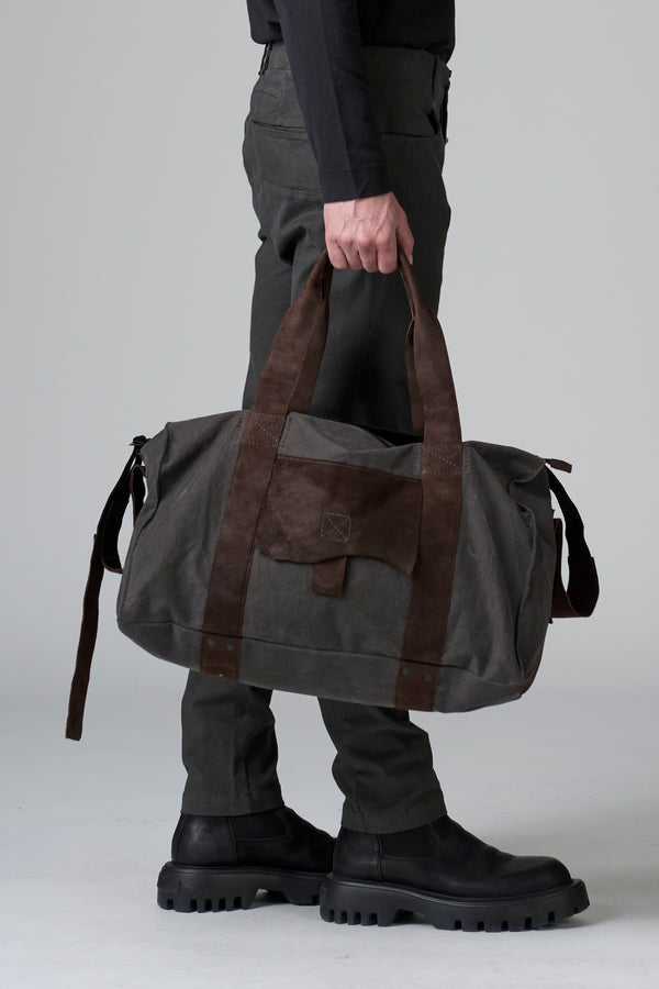 Sac en cuir épais et ciré et en gabardine de coton émerisé anti-gouttes | 1016.BGSUTRB4001.U06