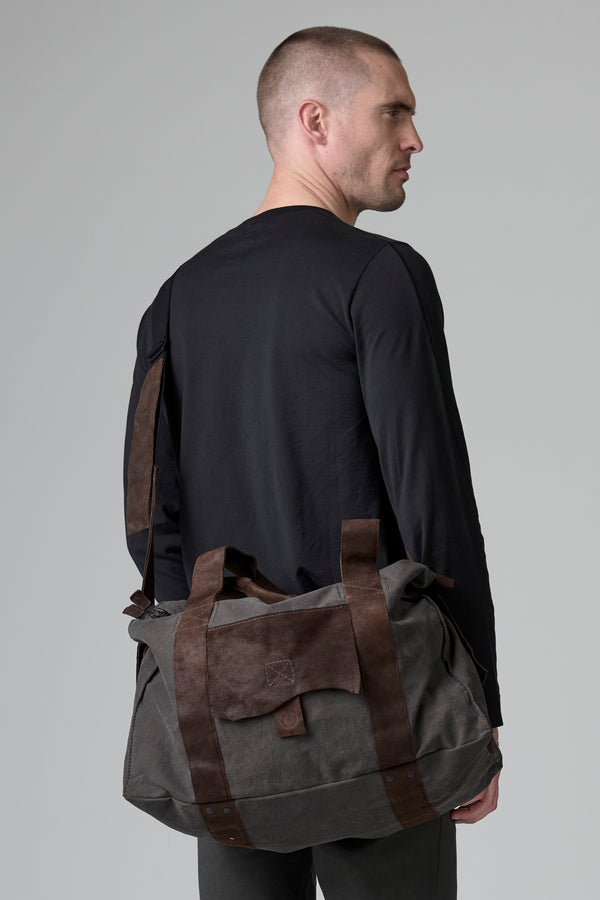 Sac en cuir épais et ciré et en gabardine de coton émerisé anti-gouttes | 1016.BGSUTRB4001.U06