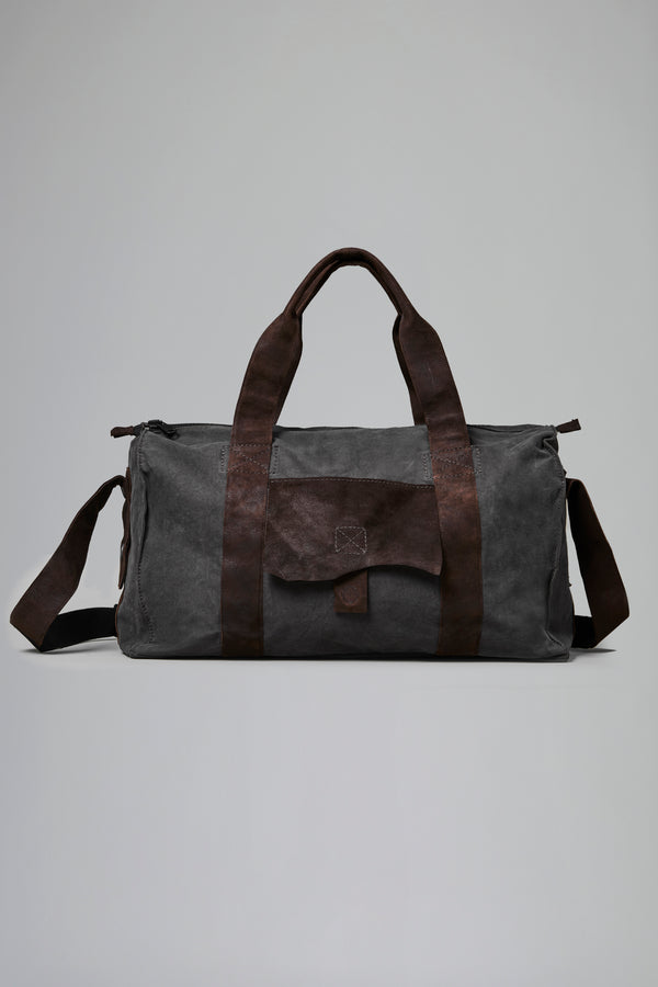 Thick, waxed leather and cotton gabardine anti-drip bag | 1016.BGSUTRB4001.U06