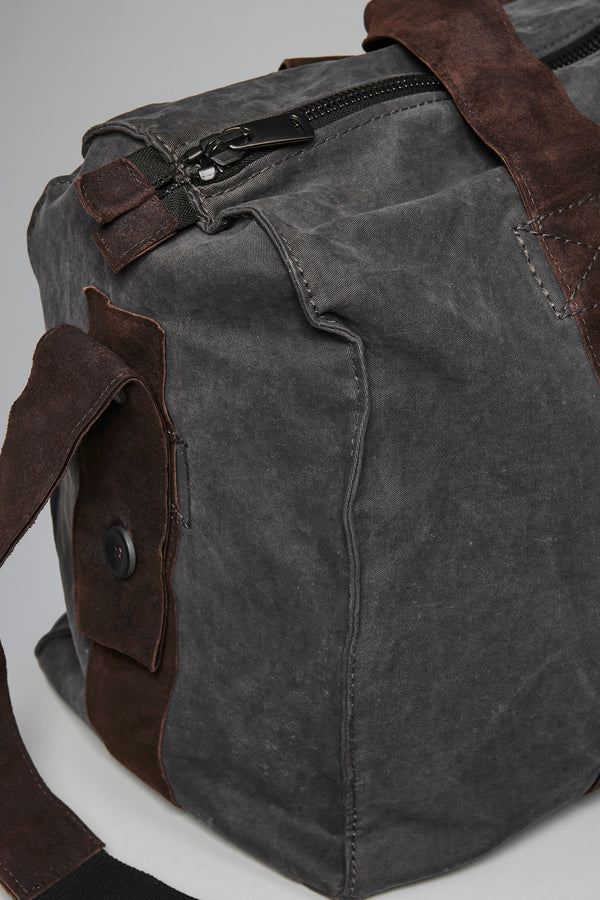 Thick, waxed leather and cotton gabardine anti-drip bag | 1016.BGSUTRB4001.U06