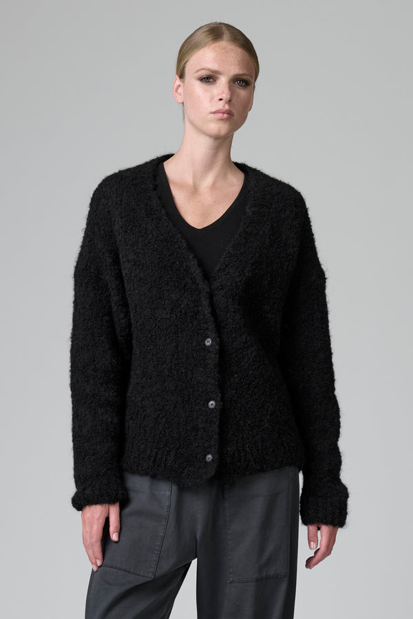 Cardigan con scollo a v in filato di alpaca naturale | 1016.CFDTDB-0101.901