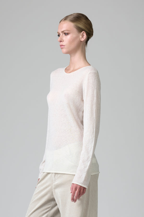 Boat-neck sweater in baby alpaca and wool yarn | 1016.CFDTDB-0901.105