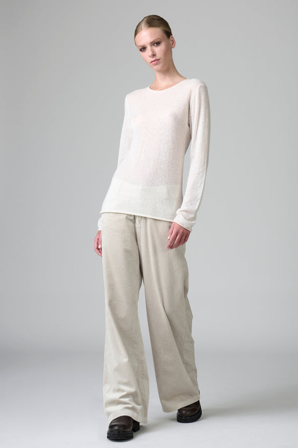 Boat-neck sweater in baby alpaca and wool yarn | 1016.CFDTDB-0901.105