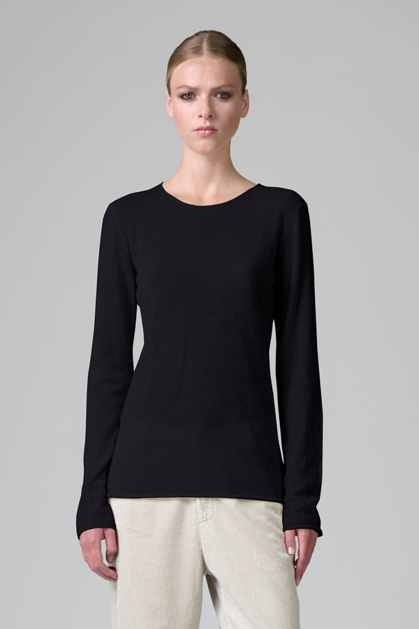 Boat-neck sweater in baby alpaca and wool yarn | 1016.CFDTDB-0901.901