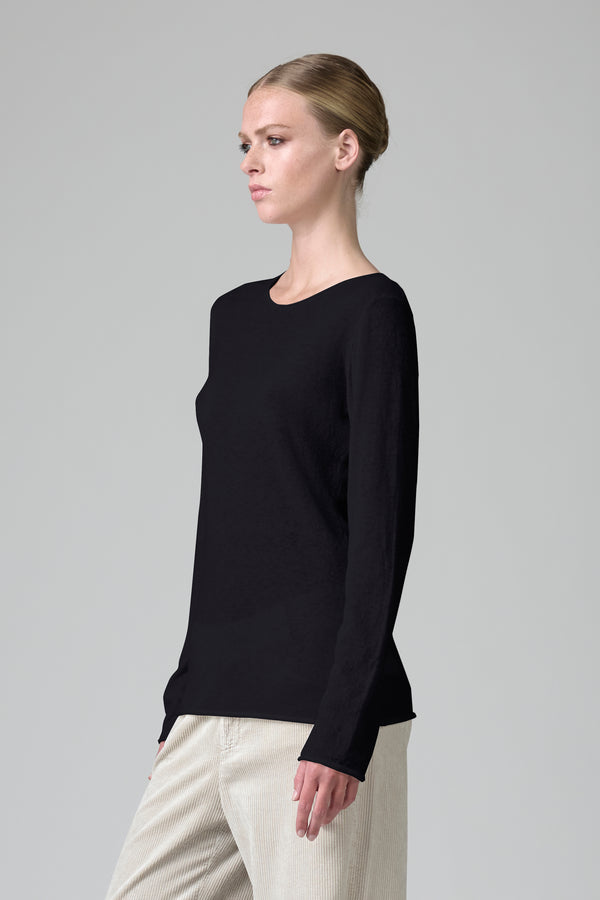 Boat-neck sweater in baby alpaca and wool yarn | 1016.CFDTDB-0901.901