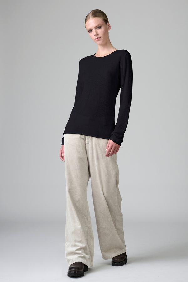 Boat-neck sweater in baby alpaca and wool yarn | 1016.CFDTDB-0901.901