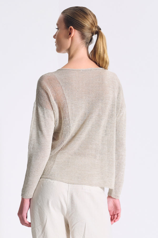 Maglia manica lunga in misto lino con lavorazione a rete | 1017.CFDTDC-0401.135