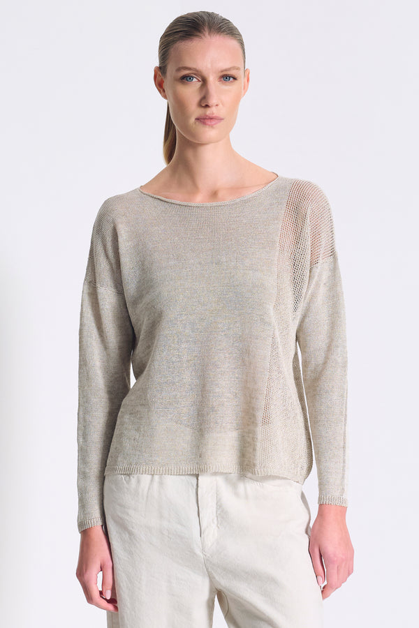 Langarm-Shirt aus Leinenmix mit Netzmuster | 1017.CFDTDC-0401.135
