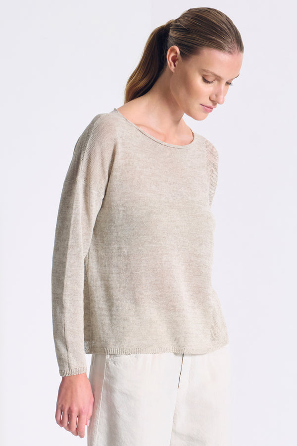 Langarm-Shirt aus Leinenmix mit Netzmuster | 1017.CFDTDC-0401.135