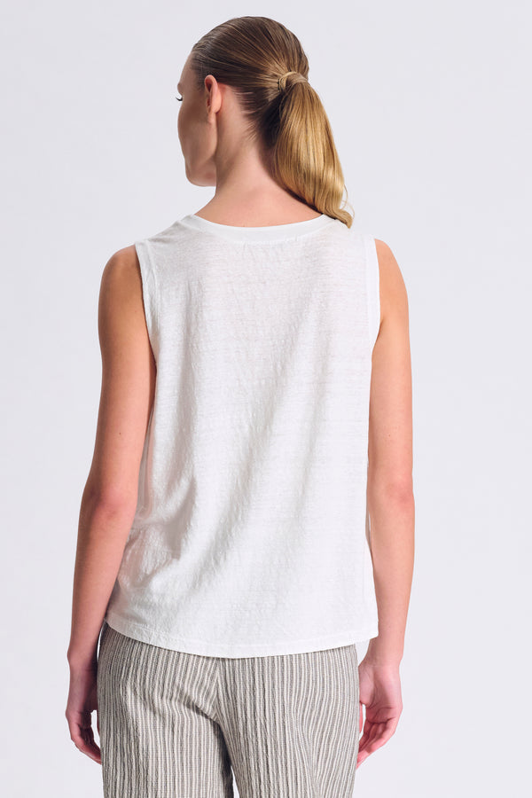 LINEN JERSEY VEST WITH SEE-THROUGH VISCOSE GEORGETTE TRIM AND MOTHER-OF-PEARL BUTTONS | 1017.CFDTDC-3001.105