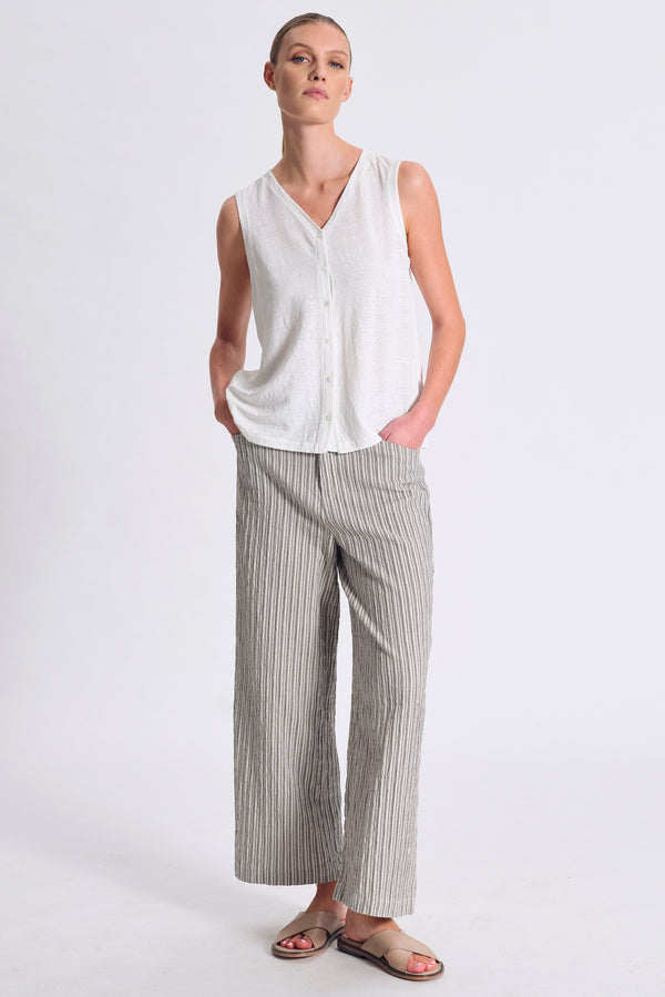 LINEN JERSEY VEST WITH SEE-THROUGH VISCOSE GEORGETTE TRIM AND MOTHER-OF-PEARL BUTTONS | 1017.CFDTDC-3001.105