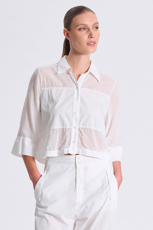 Camicia dalla linea a scatolina, in popeline di cotone stretch e mussola con bottoni in madreperla | 1017.CFDTDC-5002.110