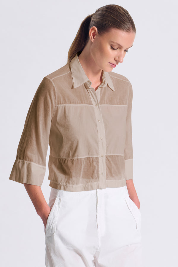 Camicia dalla linea a scatolina, in popeline di cotone stretch e mussola con bottoni in madreperla | 1017.CFDTDC-5002.135