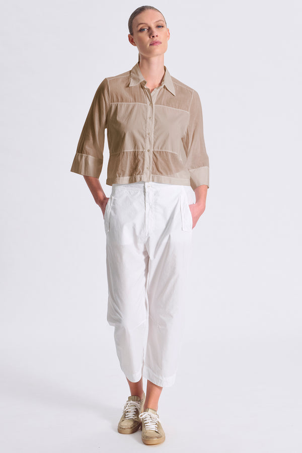 Camicia dalla linea a scatolina, in popeline di cotone stretch e mussola con bottoni in madreperla | 1017.CFDTDC-5002.135