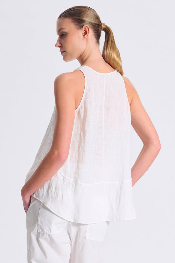 Light linen tank top with viscose twill flounce | 1017.CFDTDC-5500.105