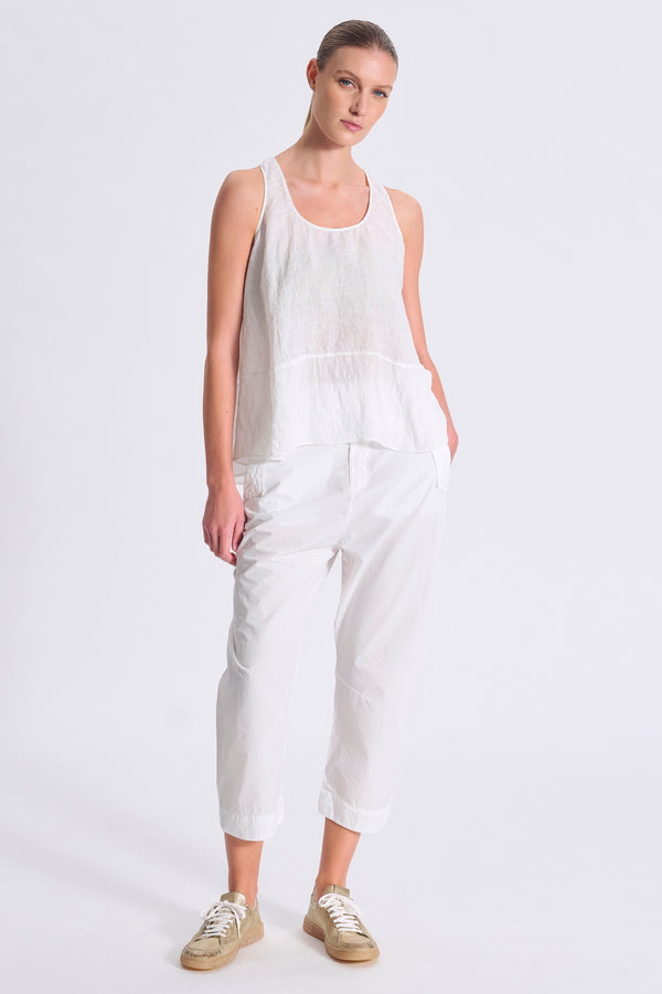 Light linen tank top with viscose twill flounce | 1017.CFDTDC-5500.105