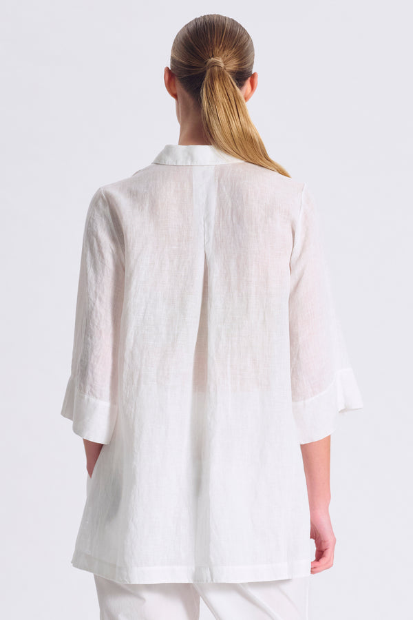 Camicia morbida realizzata in lino leggero, con maniche a tre quarti e spacchetti su fianchi | 1017.CFDTDC-5502.105