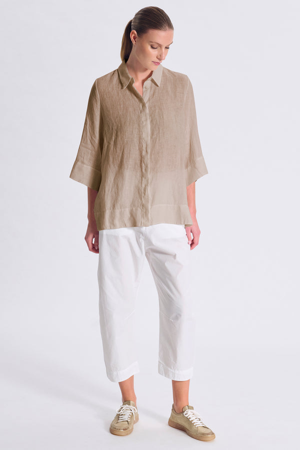 Chemise fluide en lin léger, à manches trois-quarts et fentes latérales | 1017.CFDTDC-5502.135
