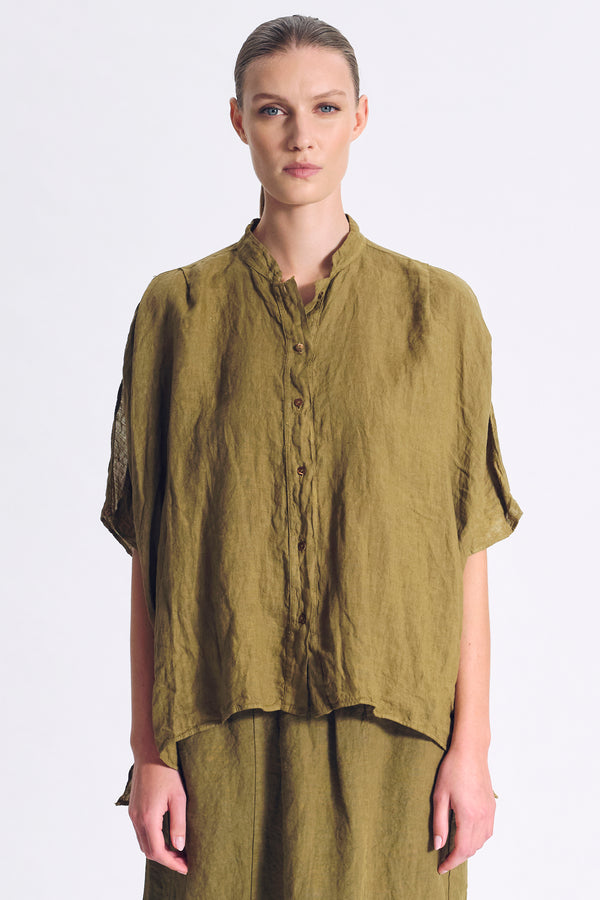 Camicia morbida realizzata in lino leggero con collo a coreana | 1017.CFDTDC-5504.360