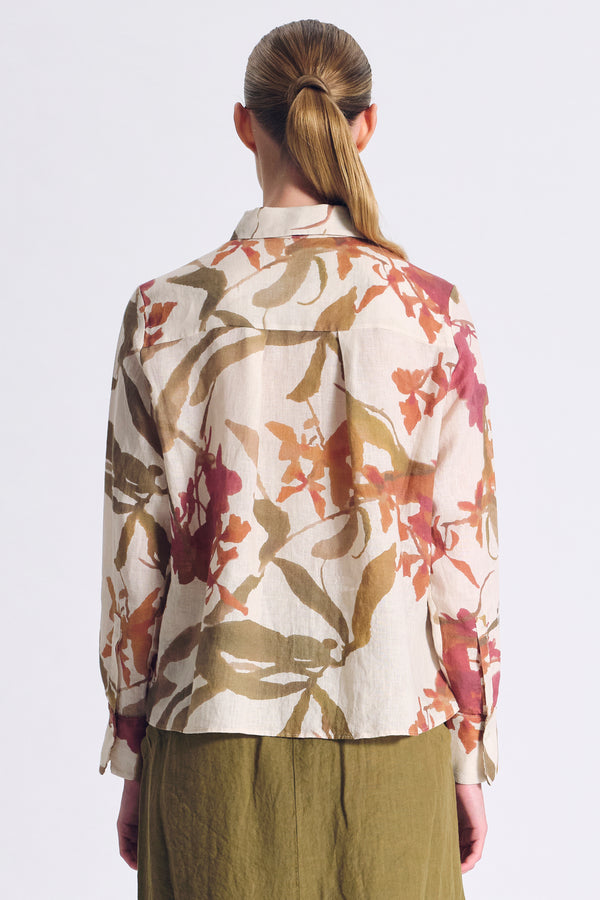 Weit geschnittene Bluse aus leichtem Leinen mit Print | 1017.CFDTDC-5600.650