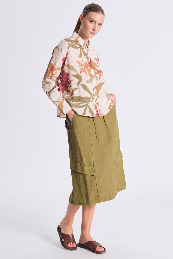 Weit geschnittene Bluse aus leichtem Leinen mit Print | 1017.CFDTDC-5600.650