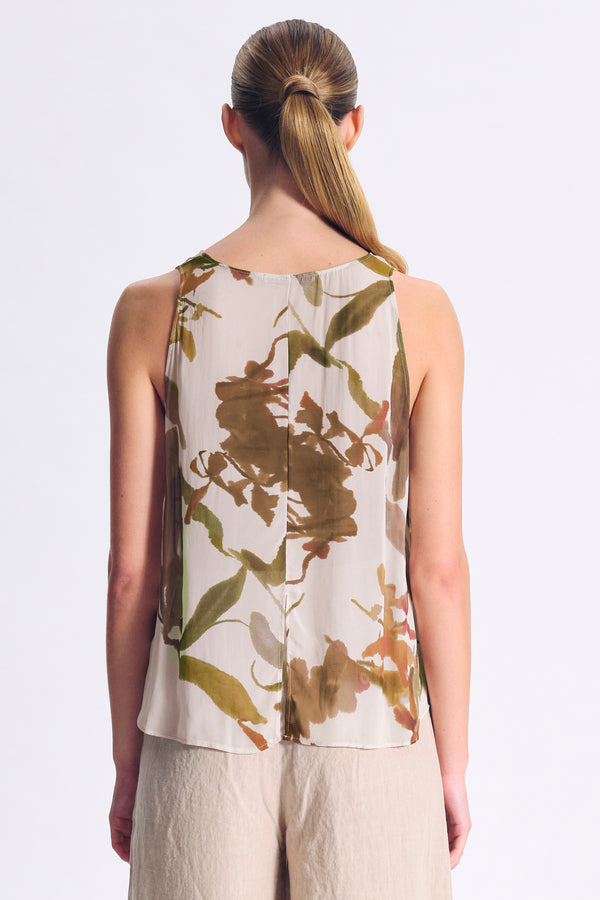 Comfort-fit light linen tank top with a floral print | 1017.CFDTDC-5604.650