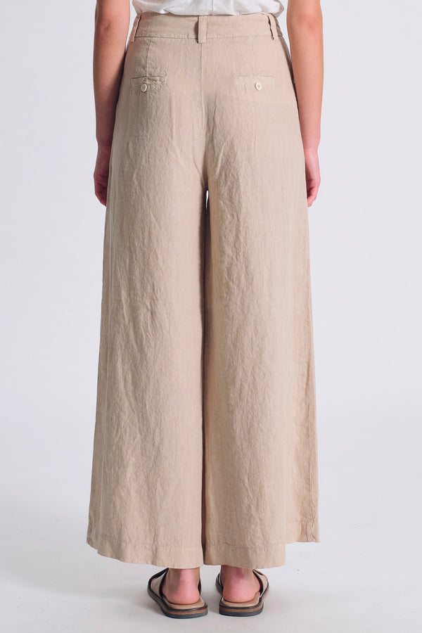 Pantalone in lino a vita alta ampio su fondo | 1017.CFDTDC-5703.135