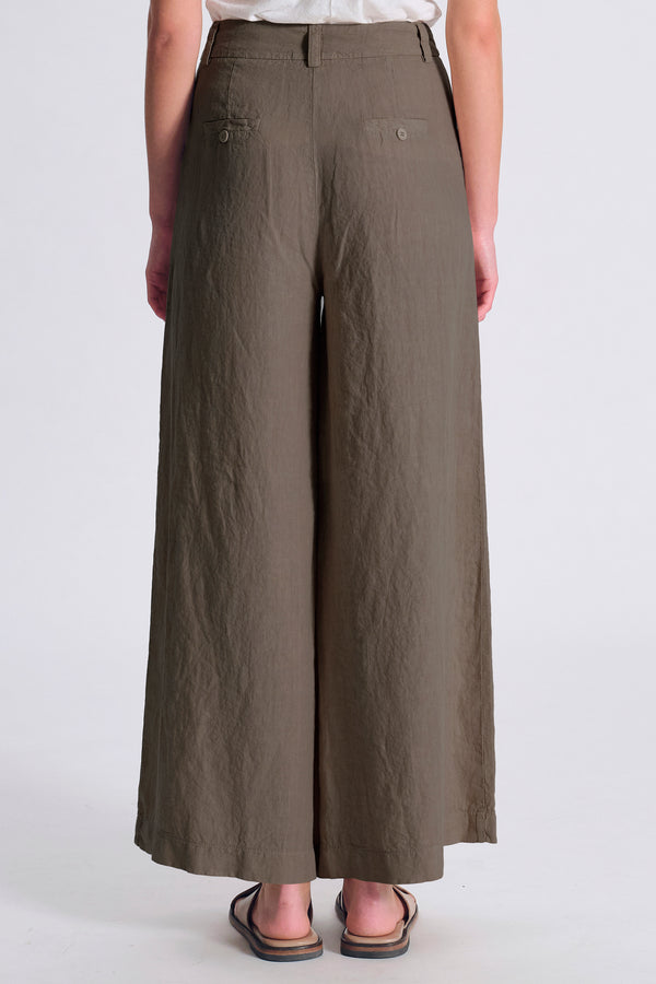 Pantalone in lino a vita alta ampio su fondo | 1017.CFDTDC-5703.490
