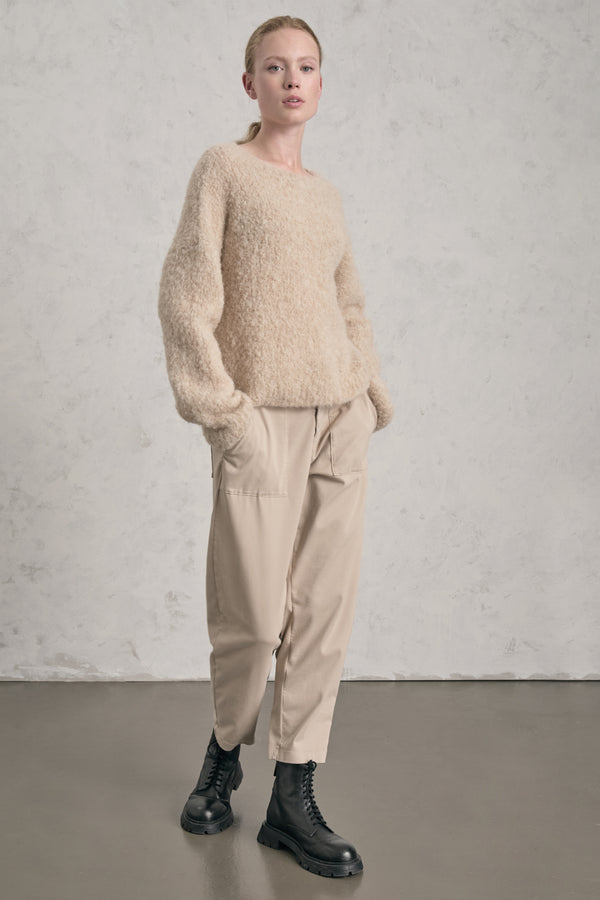 Pullover mit Rundhalsausschnitt aus Alpaka-Naturgarn in Bouclé-Struktur | 1019.CFDTDE-0100.135